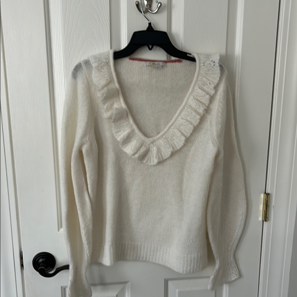 Elegant Cream Sweater with Ruffle Detail